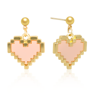 Ohrringe 'Pink Pixel Heart' Gold