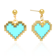 Ohrringe 'Blue Pixel Heart' Gold