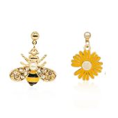 Ohrringe 'Flower & Bee' Gold